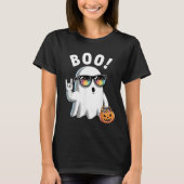 Rock Ghost Retro Halloween Pumpkin Funny Boo Tシャツ (正面)
