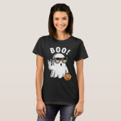 Rock Ghost Retro Halloween Pumpkin Funny Boo Tシャツ (正面フル)