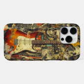 Rock Guitar Collage for Rock Fans and Musicians iPhoneケース (裏面横)