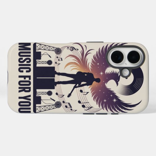 Rock Guitar Phoenix Rising iPhone Case Case-Mate iPhoneケース (裏面 (横))