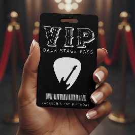 Rock Guitar Pick Kids Birthday Party Black VIP バッジ