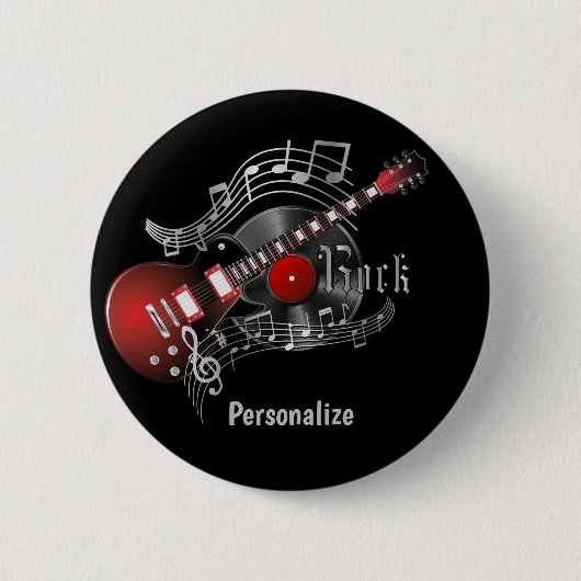 Rock Guitar - Red 缶バッジ (正面)