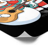 Rock Guitar Snowman And Santa Claus Playing Guitar ポスター (角)