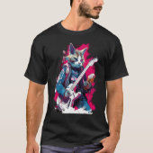 Rock Guitar Snowshoe Cat Guitarist Tシャツ (正面)