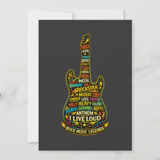 Rock Guitar Typography Art 招待状