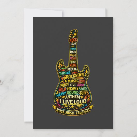 Rock Guitar Typography Art 招待状 (正面)