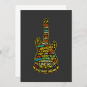 Rock Guitar Typography Art 招待状 (正面/裏面)