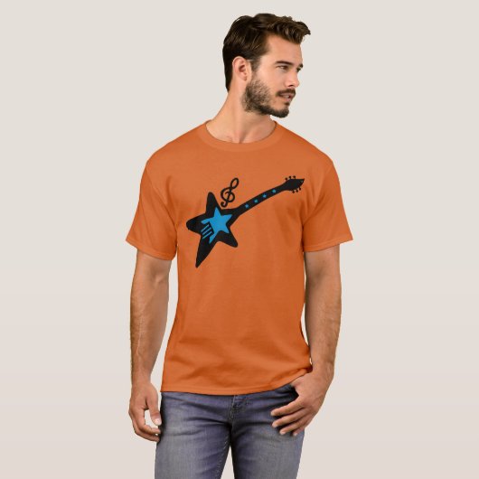 Rock guitar with music note funny tシャツ (正面フル)