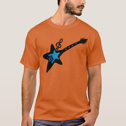 Rock guitar with music note funny tシャツ (正面)