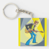 Rock Guitarist 70s Style Musician キーホルダー (正面)