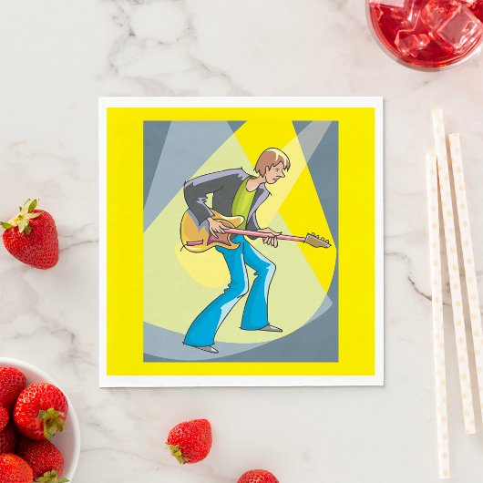 Rock Guitarist 70s Style Musician スタンダードランチョンナプキン