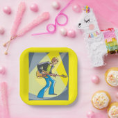 Rock Guitarist 70s Style Musician ペーパープレート (パーティー)