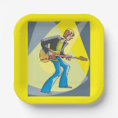 Rock Guitarist 70s Style Musician ペーパープレート (正面)