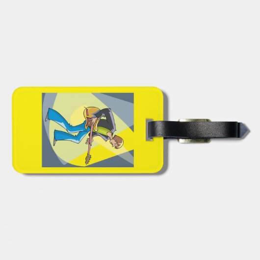 Rock Guitarist 70s Style Musician ラゲッジタグ (裏面横)