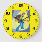 Rock Guitarist 70s Style Musician ラージ壁時計 (正面)