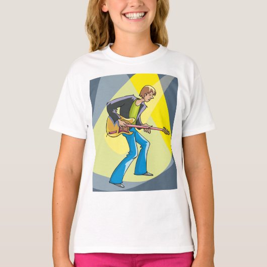 Rock Guitarist 70s Style Musician Tシャツ (正面)