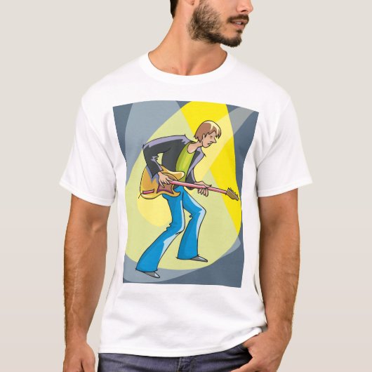 Rock Guitarist 70s Style Musician Tシャツ (正面)