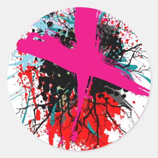 Rock=Life 'X-Rated'ホワイトのステッカー ラウンドシール (正面)