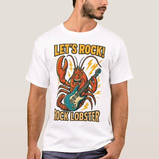Rock Lobster Guitar Cartoon Design Tシャツ (正面)