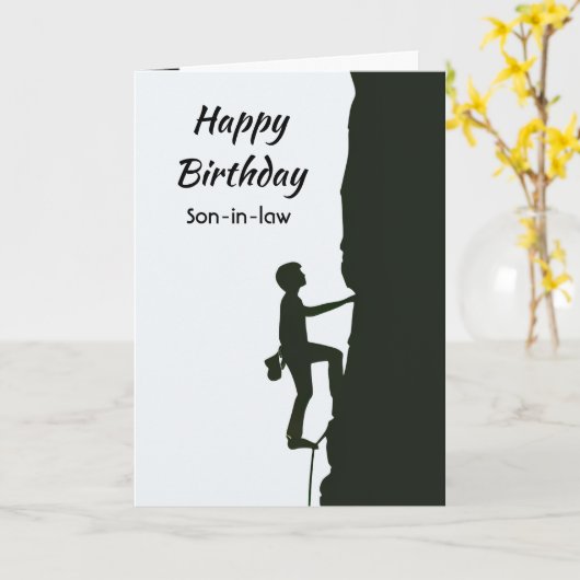 Rock, Mountain Climbing Birthday Son-in-law カード (黄色い花)