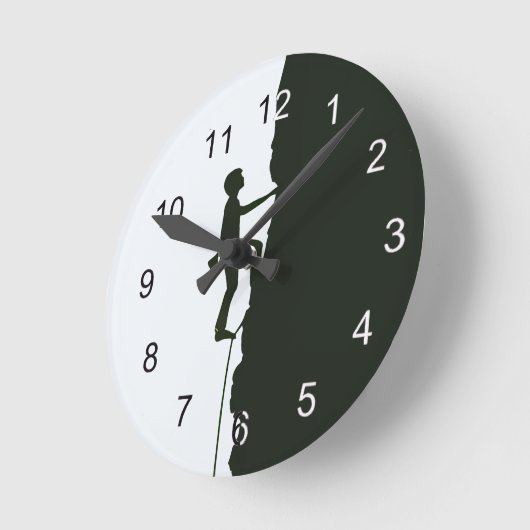 Rock, Mountain Climbing Climber Silhouette ラウンド壁時計 (傾斜)