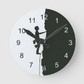 Rock, Mountain Climbing Climber Silhouette ラウンド壁時計 (正面)