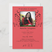 Rock Music Black Red Photo Graduate発表 招待状 (裏面)