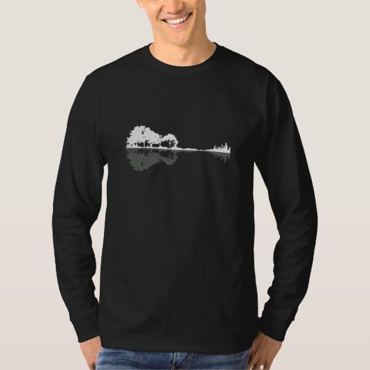 Rock Music Guitar of the Wood Music Nature Guitar Tシャツ (正面)