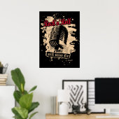 Rock-n – マイク転が – 赤 ポスター (ホームオフィス)