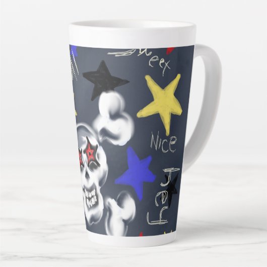 Rock-N-転がスカルラテMug 1 of 2 カフェラテマグ (右アングル)