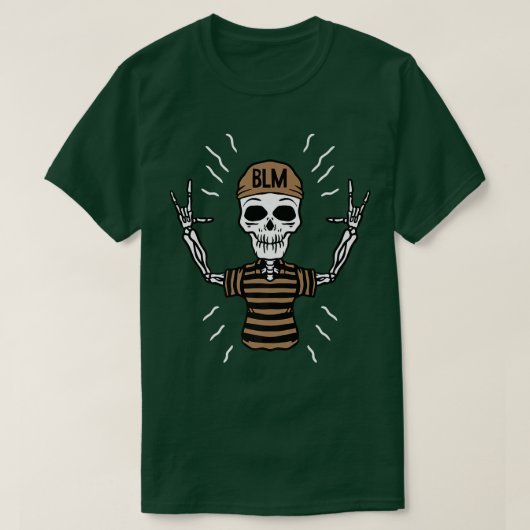 Rock N Rollスケルトンハンドブラックヒストリ月BLM Tシャツ (デザイン正面)