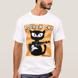 ROCK n ROLLブラックマンガキャットロッカー Tシャツ