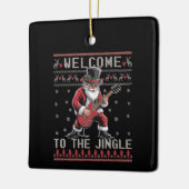 Rock n Roll Christmas Rocker Santa Ugly Christmas  セラミックオーナメント (左)