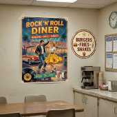 Rock 'n' Roll Diner 1950s Vintage ポスター