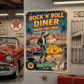 Rock 'n' Roll Diner 1950s Vintage ポスター