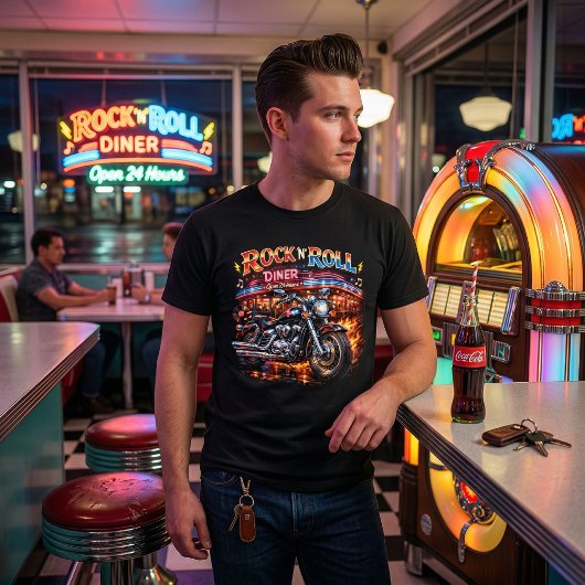 Rock 'N' Roll Diner Retro Biker トライブレンドＴシャツ