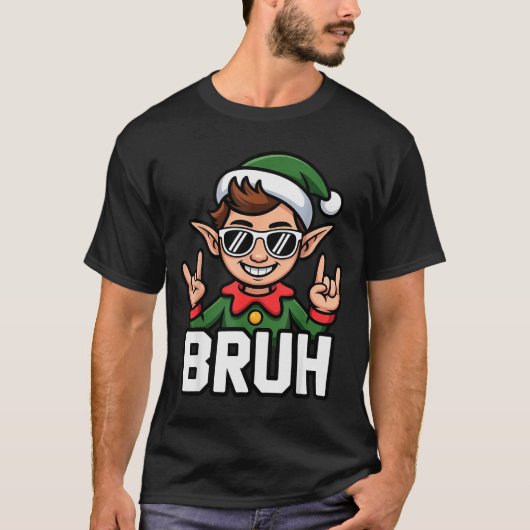 Rock N Roll Elf Bruh Funny Saying Meme Boys Men Ch Tシャツ (正面)