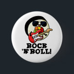 Rock n Roll Funny Sushi Roll Pun 缶バッジ<br><div class="desc">Rock n Roll Funny Sushi Roll Pun features a cute cool sushi roll rocking out with his electric guitar. Perfect pun gift for family and friends who love cute rocker sushi puns.</div>