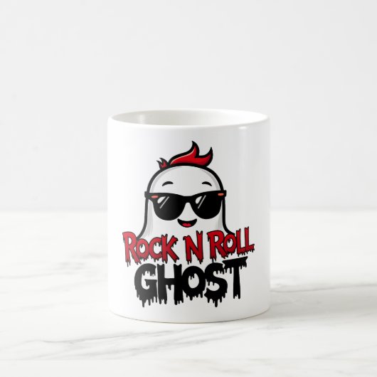 Rock N Roll Ghost Mug, Fun Halloween Graphic T コーヒーマグカップ (中央)