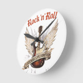 Rock n roll guitar legends live forever clock ラウンド壁時計 (傾斜)