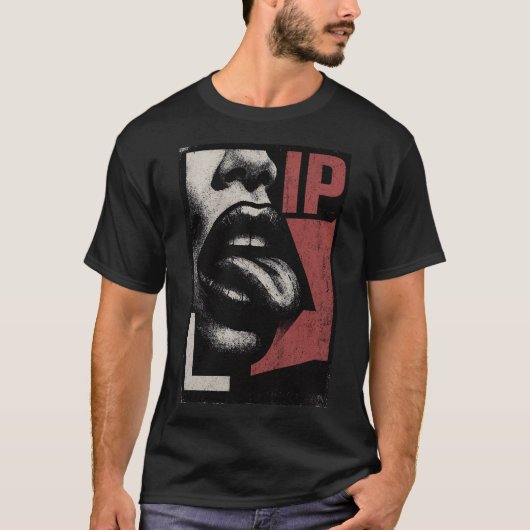 Rock N Roll Lips & Tongue Art Tシャツ (正面)