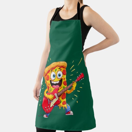 **Rock ’n’ Roll Pizza – Funny Guitar-Playing Slice エプロン (インサイチュ)