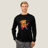 **Rock ’n’ Roll Pizza – Funny Guitar-Playing Slice トライブレンドＴシャツ (正面全体)
