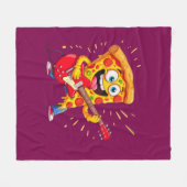 **Rock ’n’ Roll Pizza – Funny Guitar-Playing Slice フリースブランケット (正面(横))