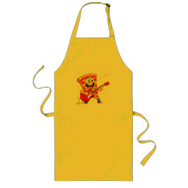 **Rock ’n’ Roll Pizza – Funny Guitar-Playing Slice ロングエプロン