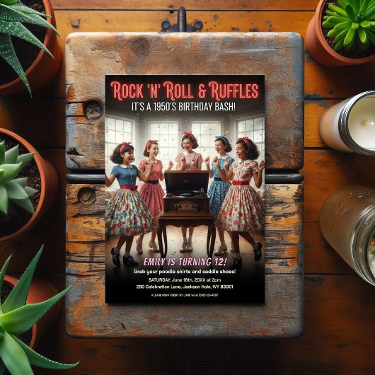 Rock 'n' Roll Ruffles 1950s Birthday Party ポストカード