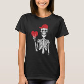 Rock N Roll Skeleton Hands Heart Valentines Day Sk Tシャツ (正面)