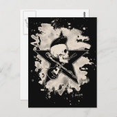 Rock-n-Roll Skull - bleached ポストカード (正面/裏面)