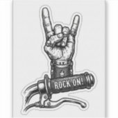 Rock On Biker Decal — Motorcycle Throttle Sticker シール (正面)