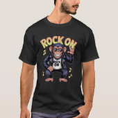 Rock On Cool Chimp With Sunglasseshrowing Rock gif Tシャツ (正面)